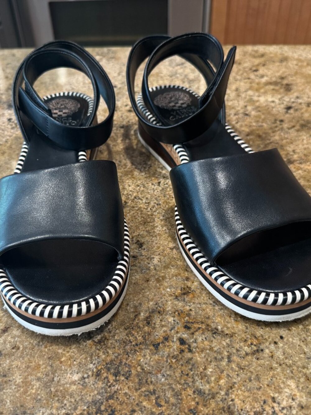 Vince Camuto Black Striped Platform Sandals